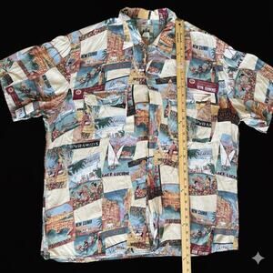 Vintage Reyn Spooner Hawaiian Shirt XXL - 100% Spun Rayon Postcard Travel Print